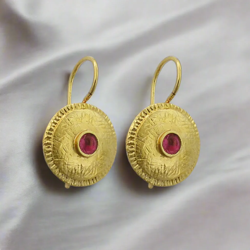 Solid Gold Ruby Earrings - Little Burgundy.