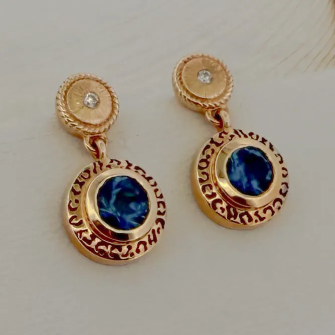 Something Blue - Golden Horizon Topaz 14k Gold & Diamonds Earrings