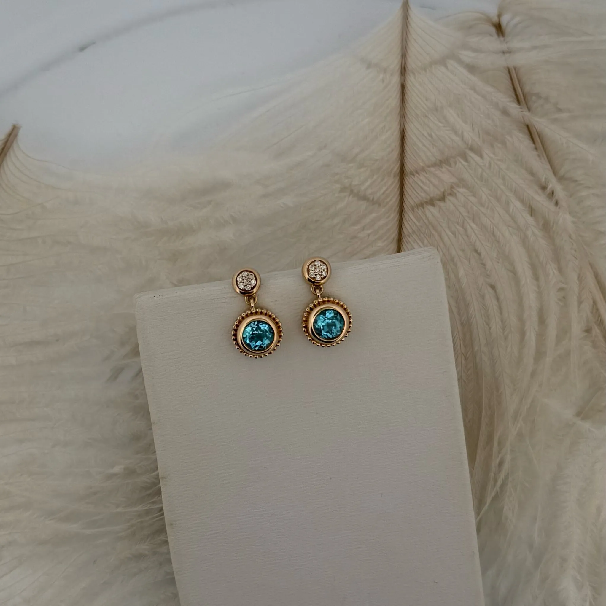 Something Blue - Golden Horizon Topaz 14k Gold & Diamonds Earrings