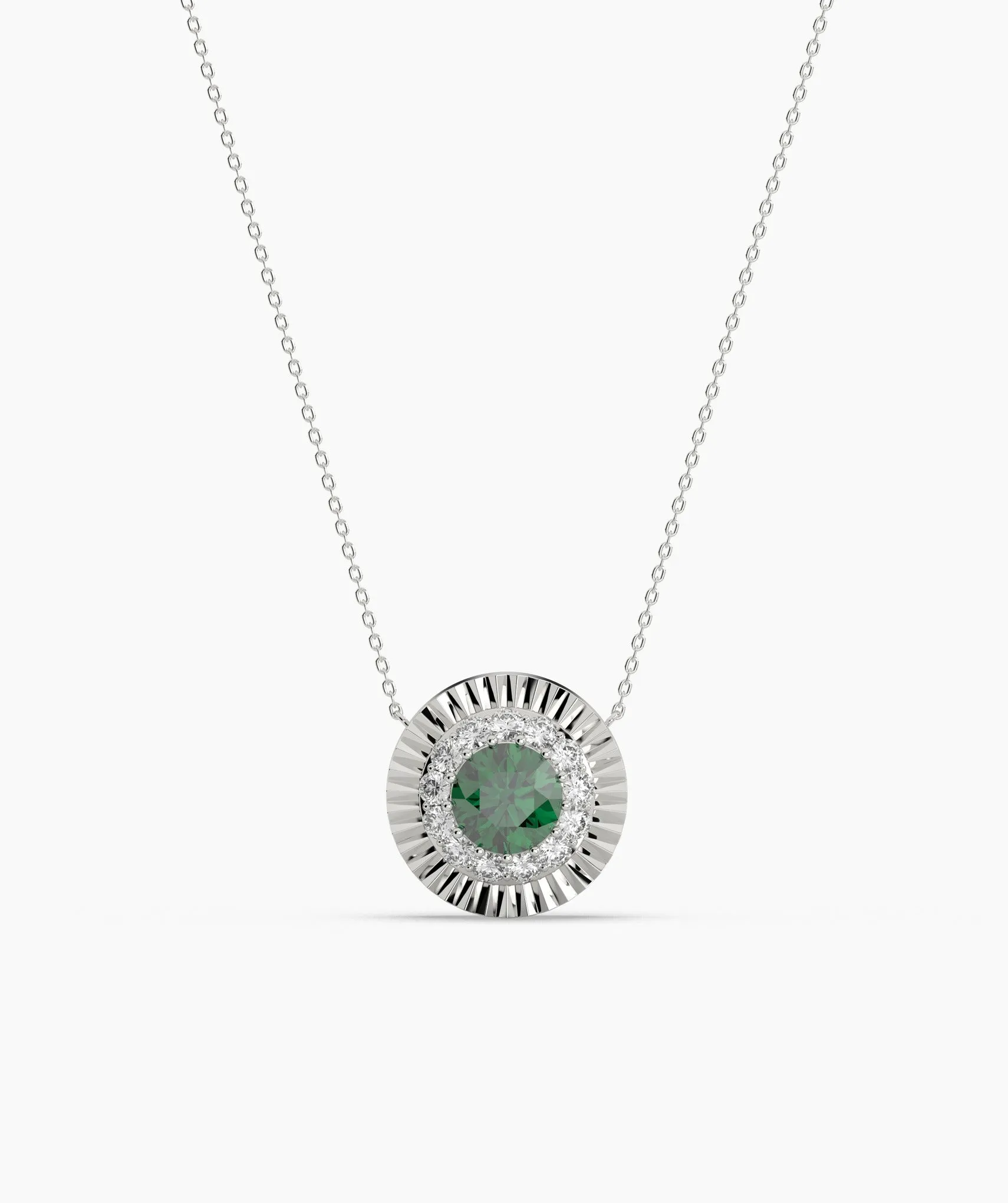 Sparkling Halo Design 14K Gold Necklace