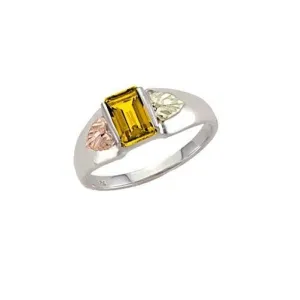 Square Citrine - Sterling Silver Black Hills Gold Ring