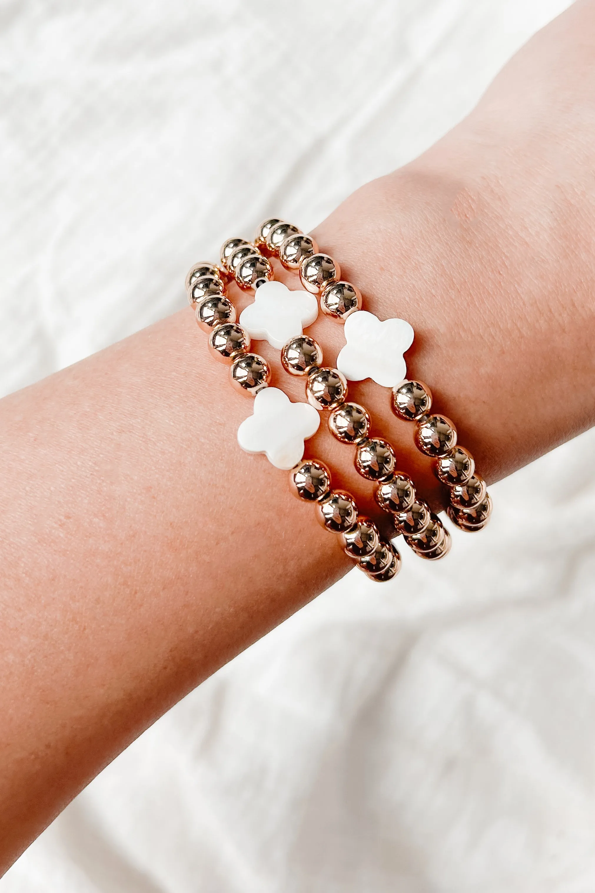 Stacked Ambition Beaded Bracelet Set (Gold)