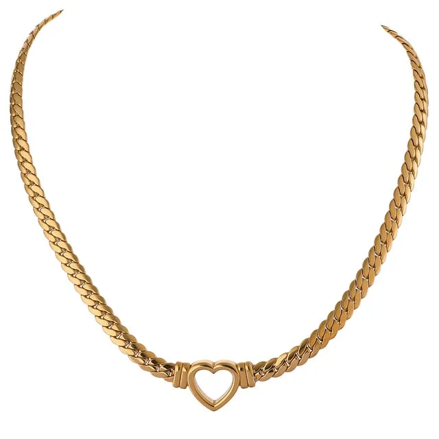 Stainless Steel Heart Chain Necklace