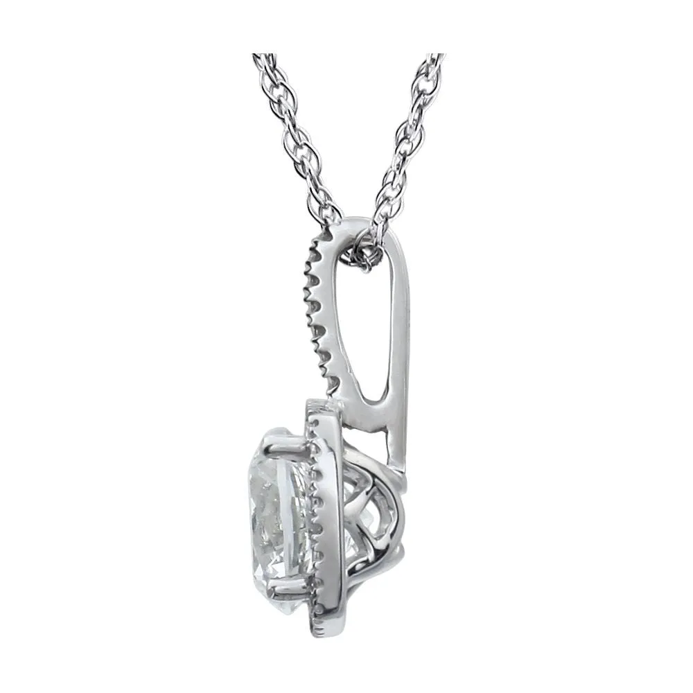 Sterling Silver 7mm Lab-Grown White Sapphire & .015 CTW Diamond 18" Necklace