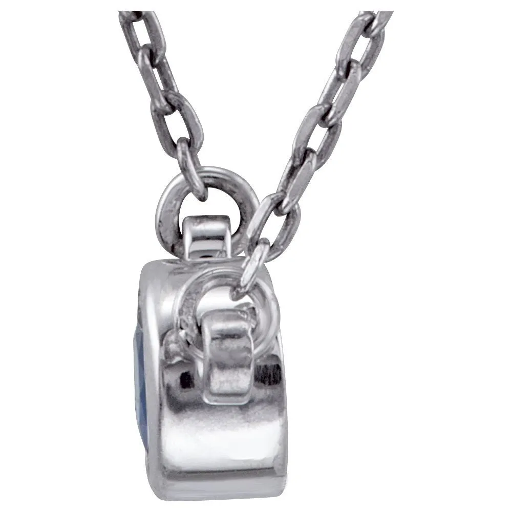 Sterling Silver Blue Sapphire Bezel 16" Necklace