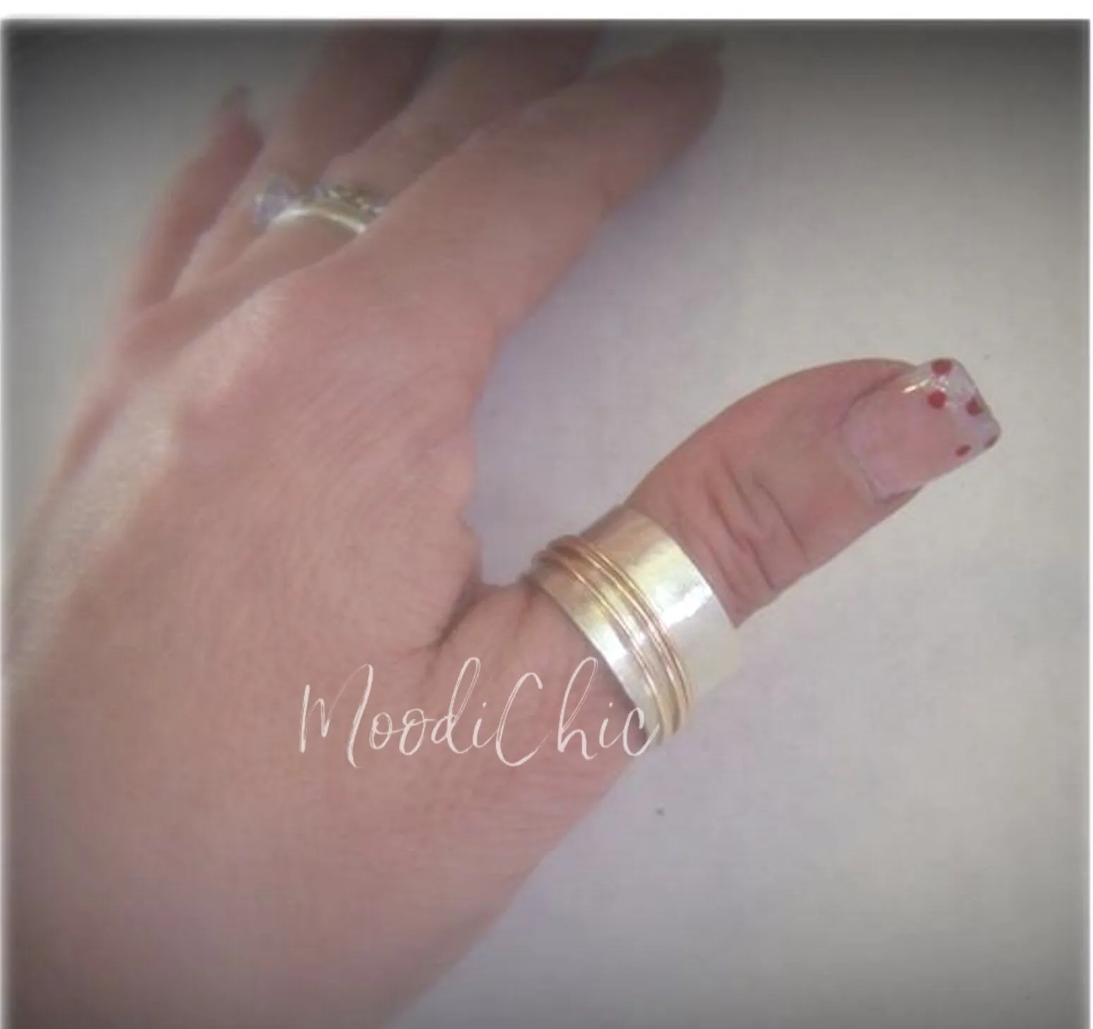Sterling Silver Brushed Gold Spinner Ring