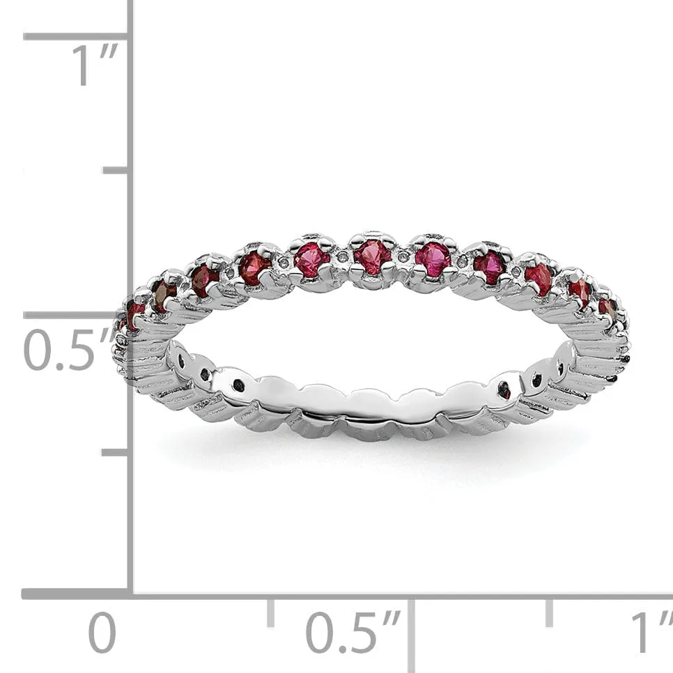 Sterling Silver Created Ruby Ring