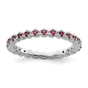 Sterling Silver Created Ruby Ring