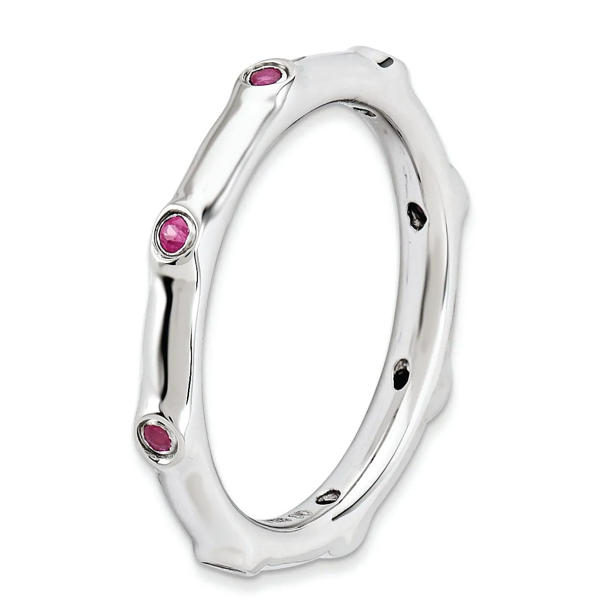 Sterling Silver Created Ruby Ring