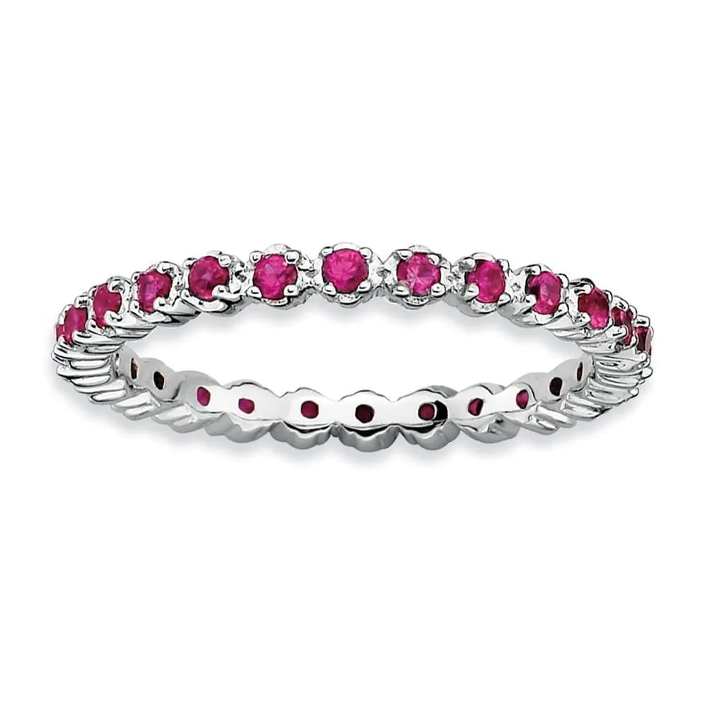Sterling Silver Created Ruby Ring
