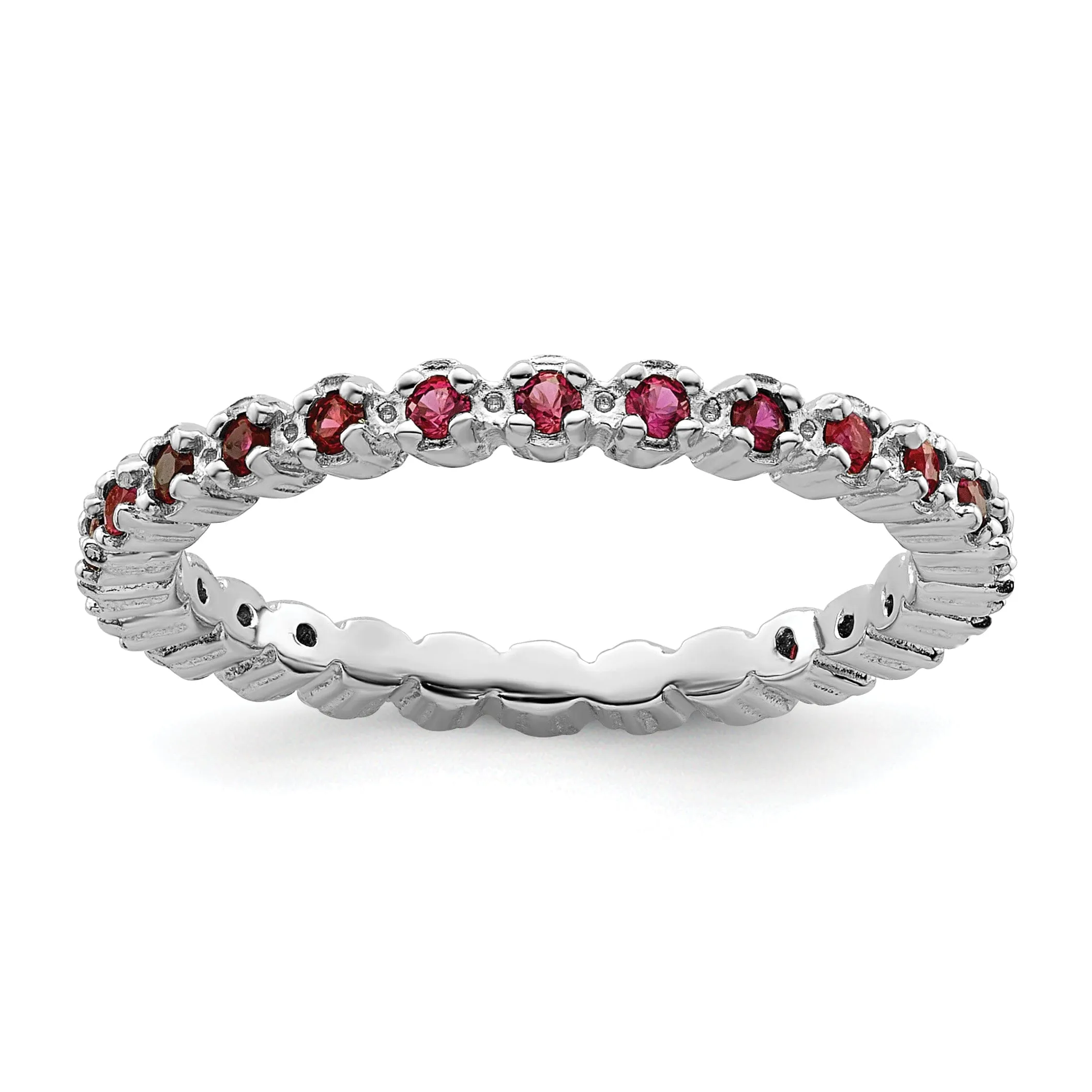 Sterling Silver Created Ruby Ring