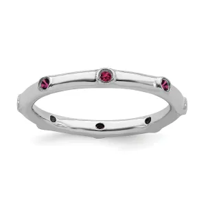Sterling Silver Created Ruby Ring