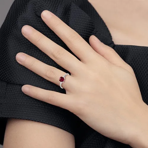 Sterling Silver Cushion Cut 6mm Gemstone And Diamond Rings