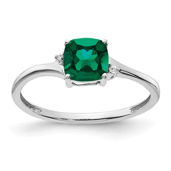 Sterling Silver Cushion Cut 6mm Gemstone And Diamond Rings