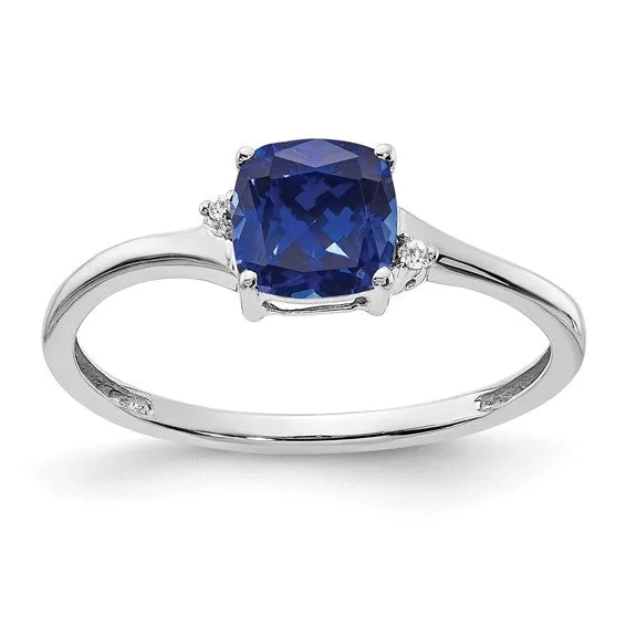 Sterling Silver Cushion Cut 6mm Gemstone And Diamond Rings