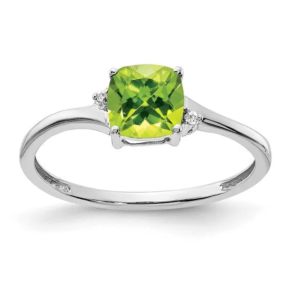 Sterling Silver Cushion Cut 6mm Gemstone And Diamond Rings