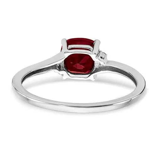 Sterling Silver Cushion Cut 6mm Gemstone And Diamond Rings