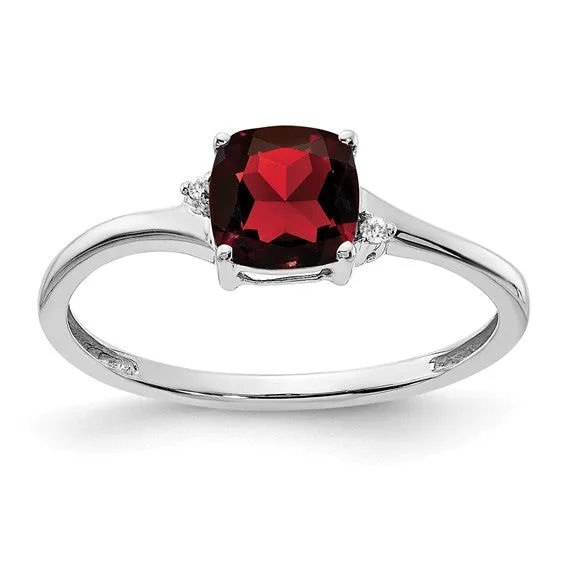 Sterling Silver Cushion Cut 6mm Gemstone And Diamond Rings