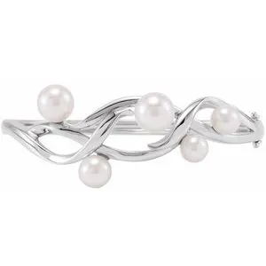 Sterling Silver Freshwater Cultured Pearl Bangle 6.5" Bracelet