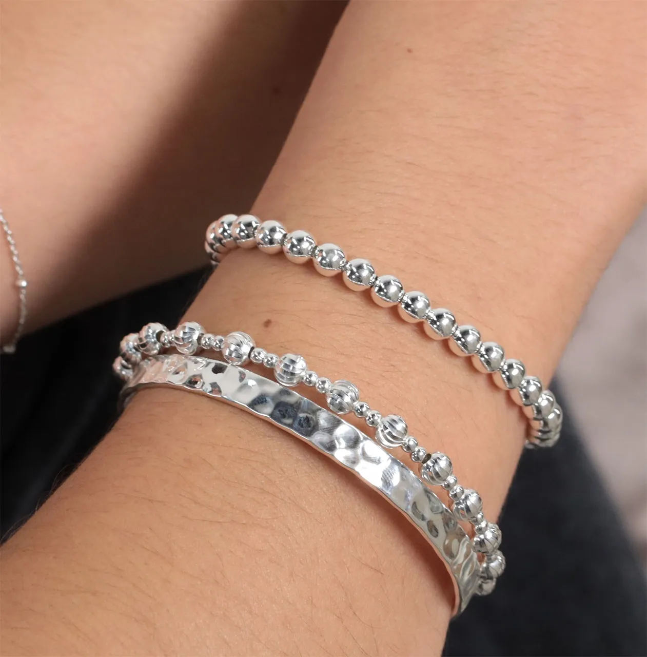 Sterling Silver Hammered Torque Bangle