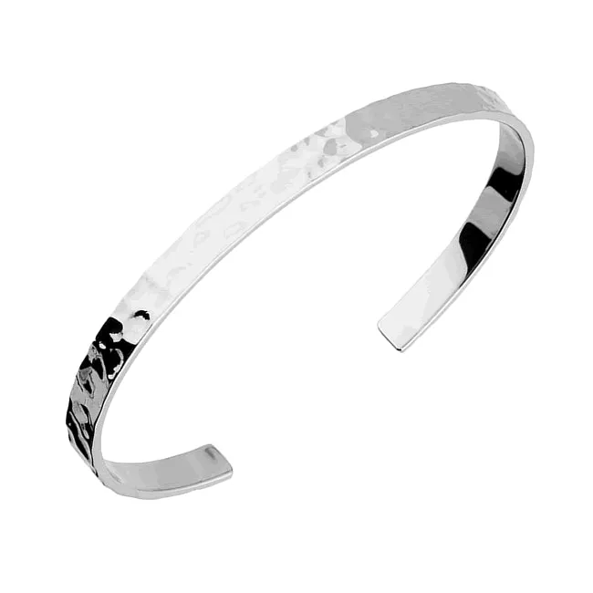 Sterling Silver Hammered Torque Bangle