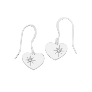 Sterling Silver Heart Shaped Diamond Earrings M3113