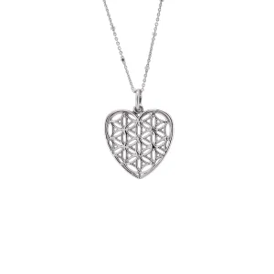 Sterling Silver Heart-Shaped Flower of Life Pendant