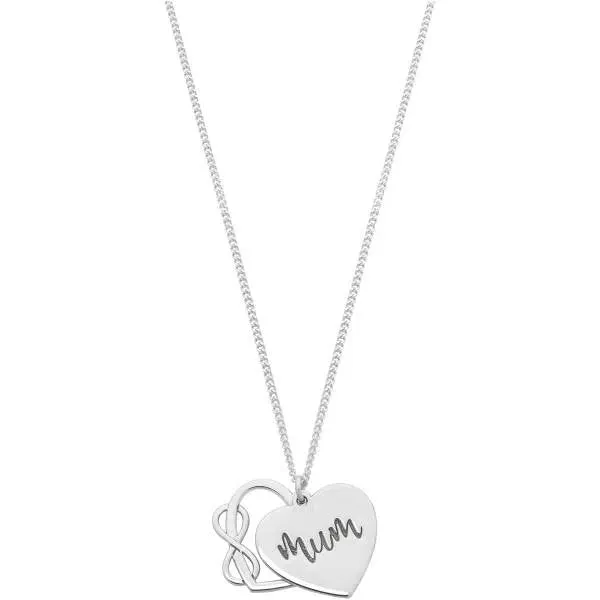 Sterling Silver Infinity Heart Overlay Mum Necklace M3180