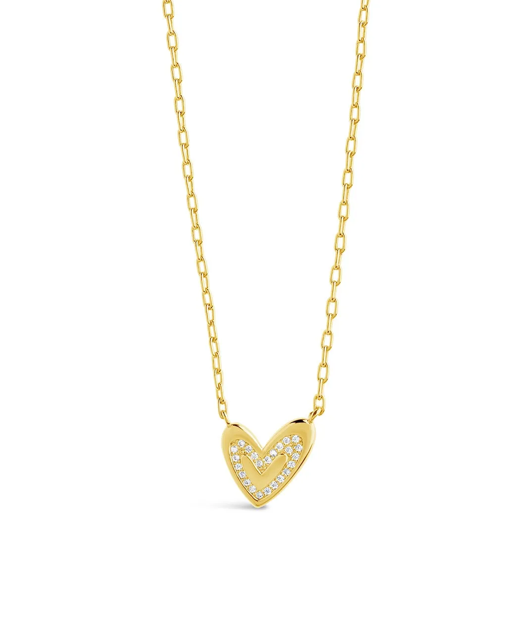 Sterling Silver Mabel CZ Heart Pendant Necklace