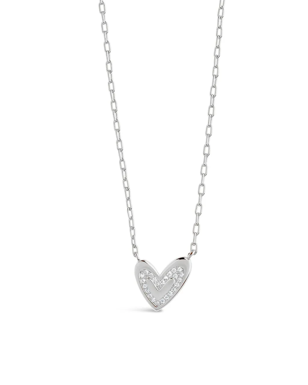 Sterling Silver Mabel CZ Heart Pendant Necklace
