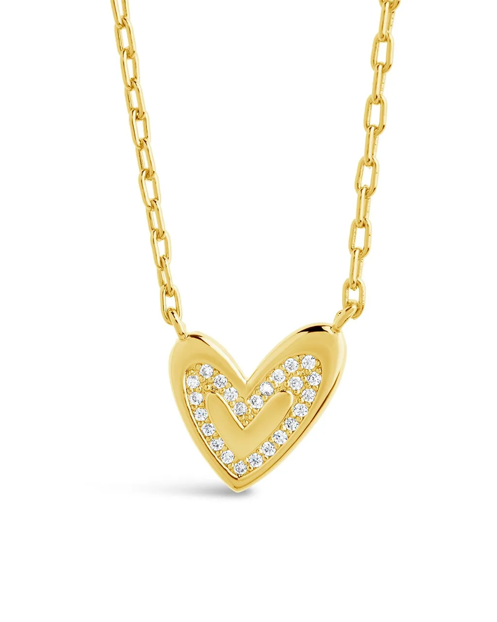 Sterling Silver Mabel CZ Heart Pendant Necklace