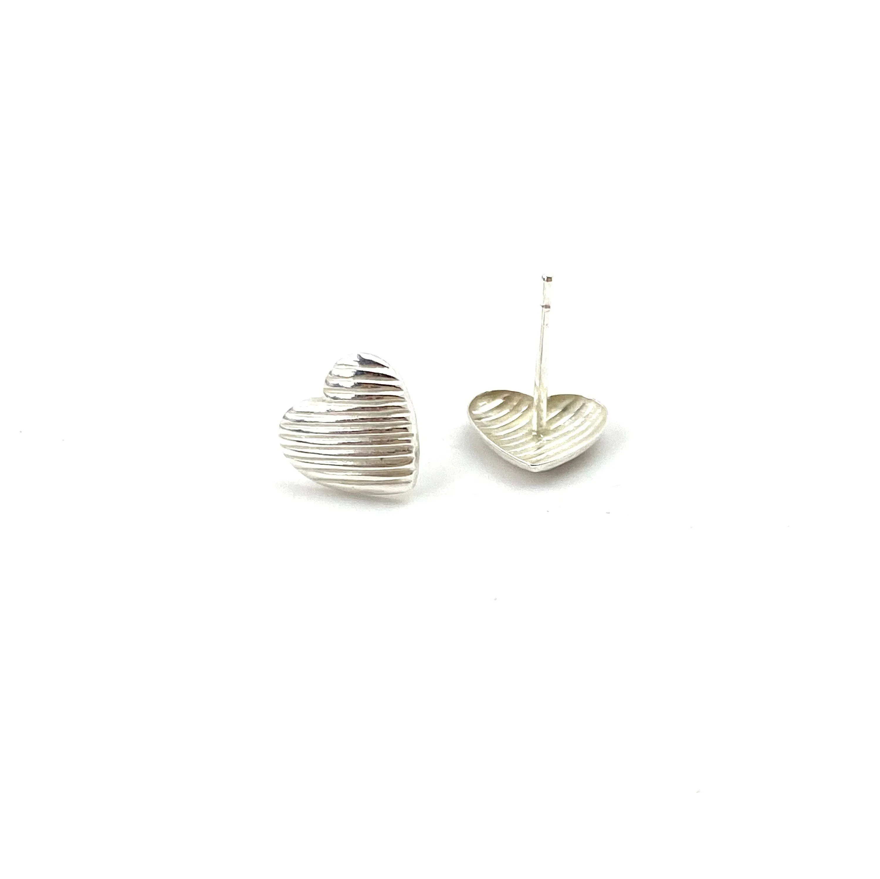 Sterling Silver Textured Heart Shaped Earrings SKU: 1122-5