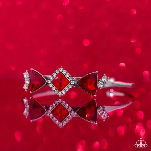 Strategic Sparkle - Red - Square and Triangular Rhinestone Paparazzi Cuff Bracelet