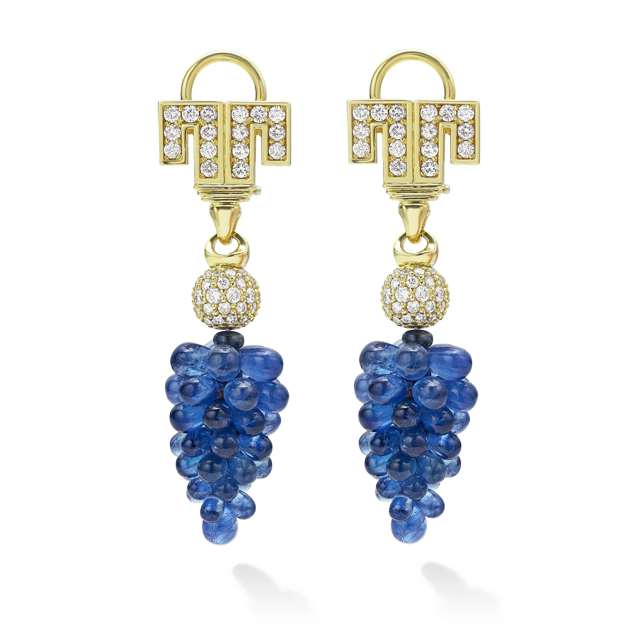 Studio 18K Gold Blue Sapphire Diamond Drop Earrings