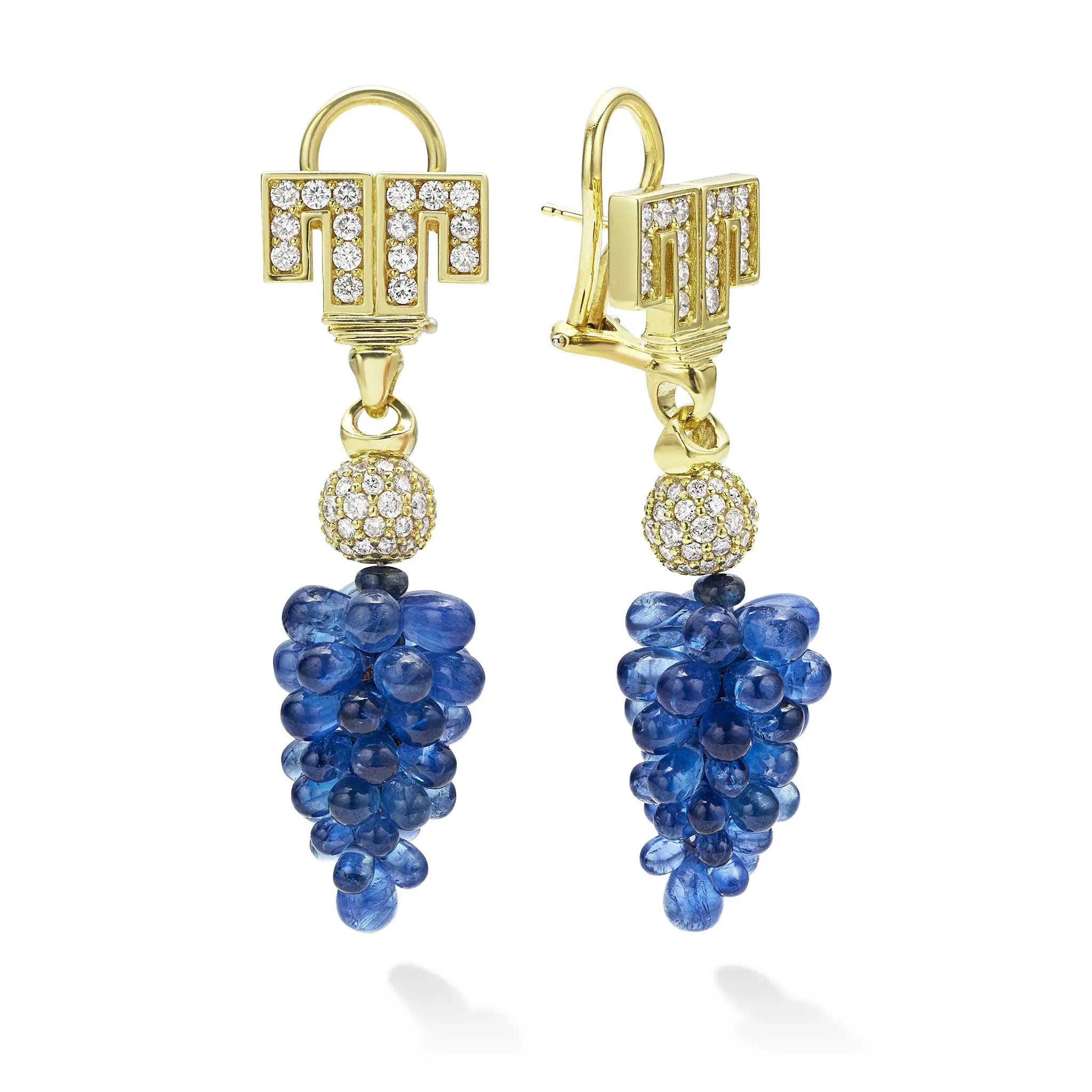 Studio 18K Gold Blue Sapphire Diamond Drop Earrings