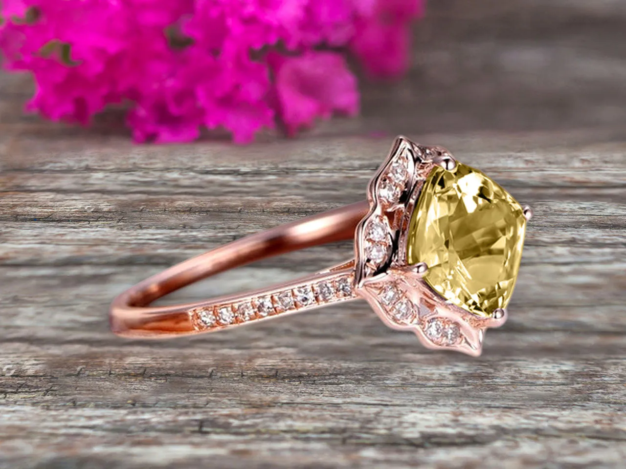 Surprisingly Cushion Cut 1.50 Carat Champagne Diamond Moissanite Engagement Ring On 10k Rose Gold Unique Look Glaring Staggering Ring