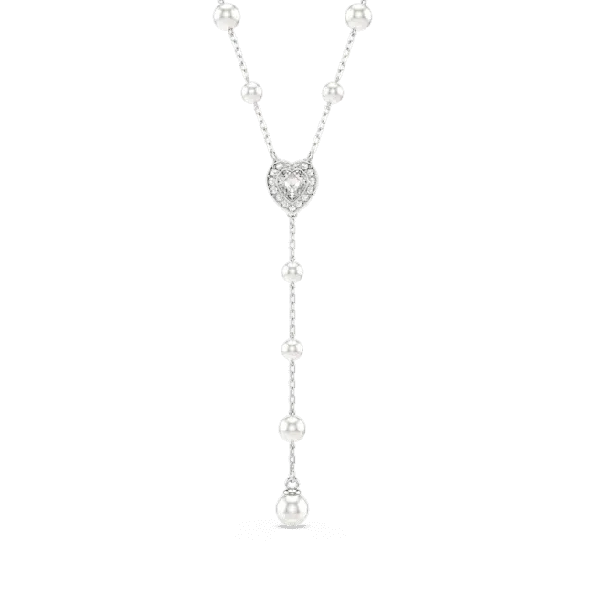 Swarovski Ariana Grande x Swarovski Y Necklace Crystal pearl Mixed cuts Heart White Rhodium plated