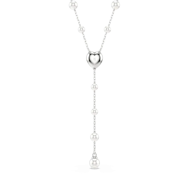 Swarovski Ariana Grande x Swarovski Y Necklace Crystal pearl Mixed cuts Heart White Rhodium plated