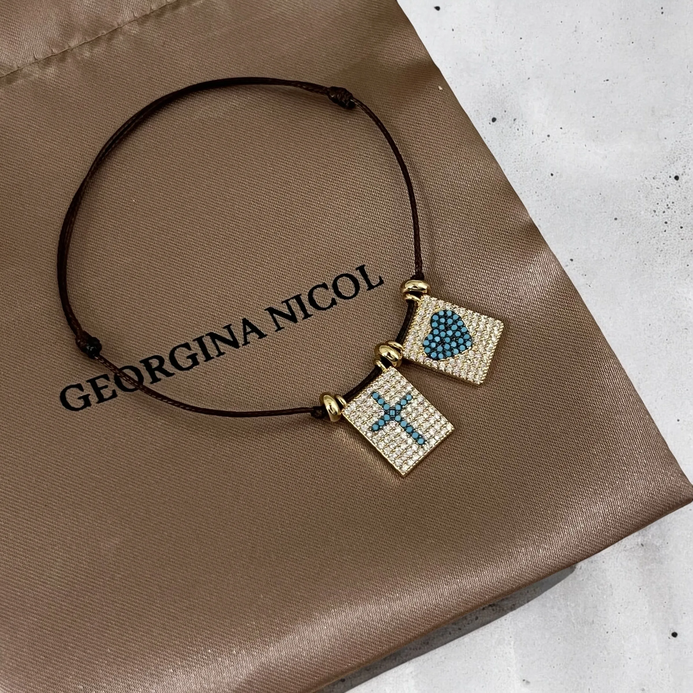 Symbol of Faith and Love Turquoise Double Scapular Necklace