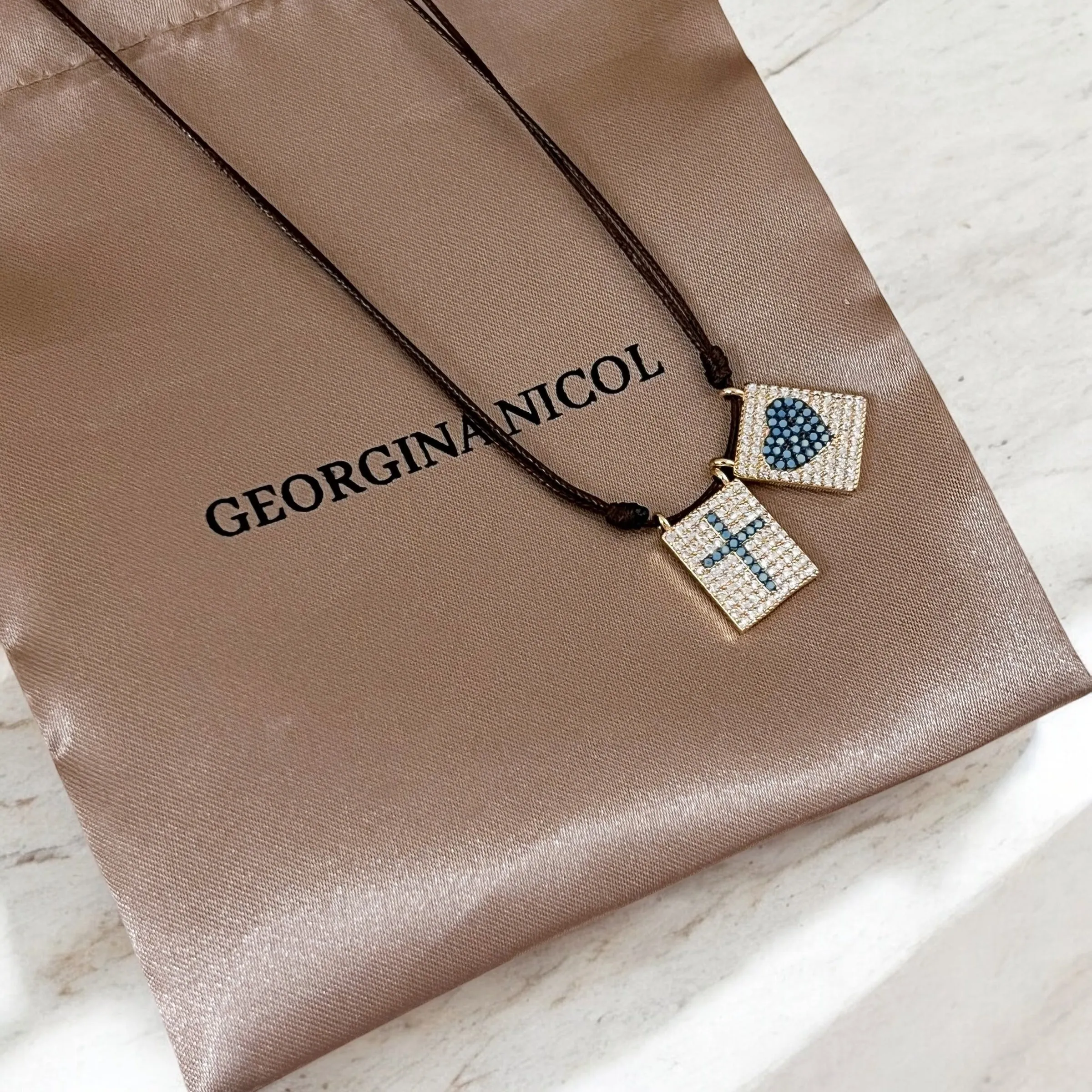 Symbol of Faith and Love Turquoise Double Scapular Necklace