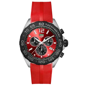 Tag Heuer Formula 1 Red Silicone Strap Red Dial Chronograph Quartz Watch for Gents - CAZ101AN.FT8055