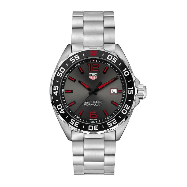 Tag Heuer Formula 1 Silver Stainless Steel Grey Dial Quartz Watch for Gents - WAZ1018.BA0842