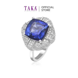 TAKA Jewellery Lab Grown Blue Sapphire and Diamond Ring 10K
