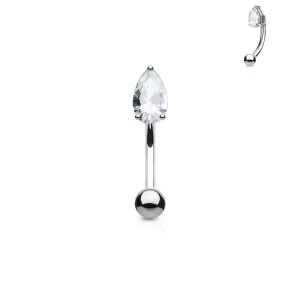 Tear Drop CZ Curved Barbells Eyebrow Rings