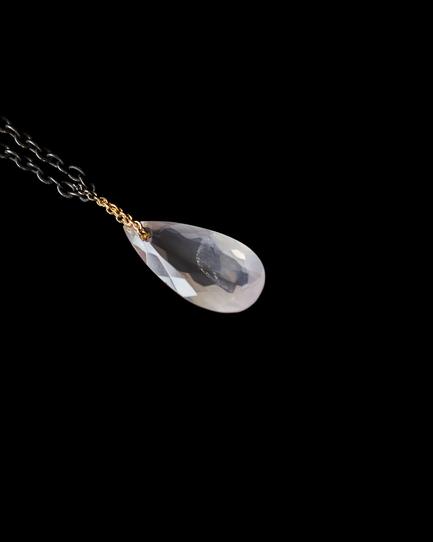 Tear Drop Rose Quartz Love Energy Long Chain Necklace