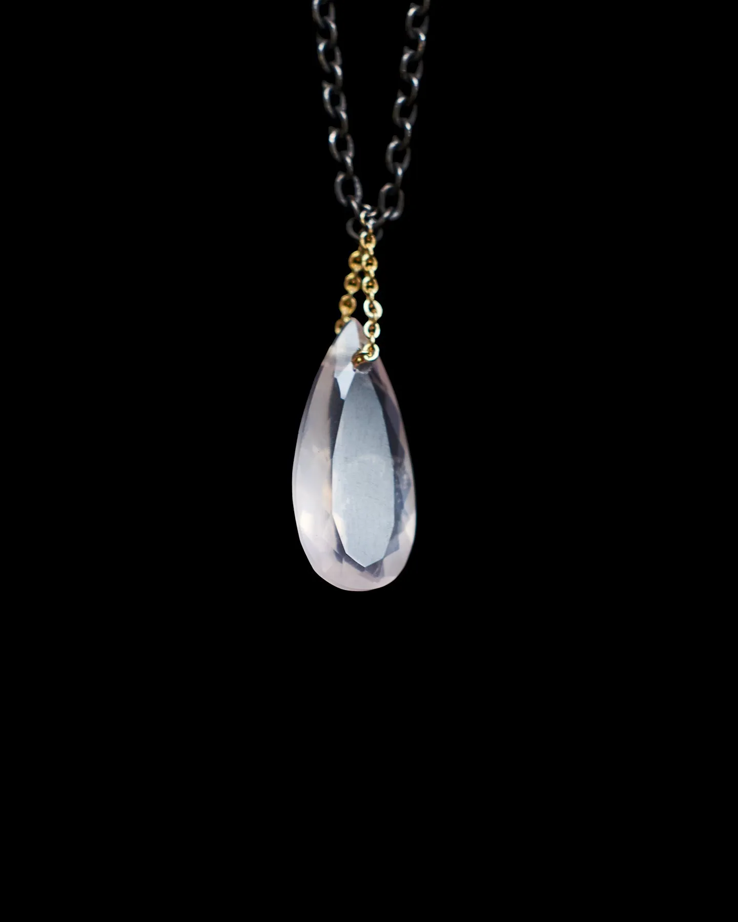 Tear Drop Rose Quartz Love Energy Long Chain Necklace
