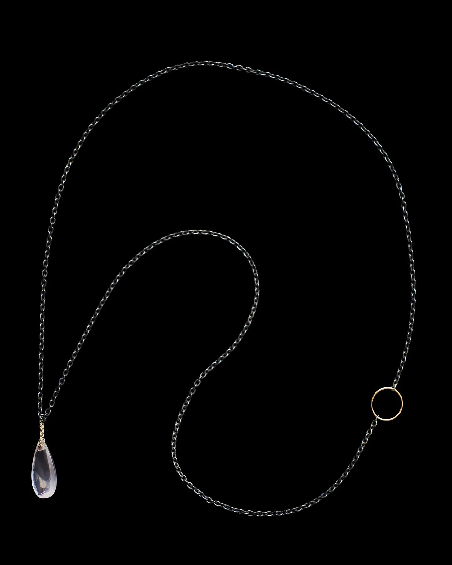 Tear Drop Rose Quartz Love Energy Long Chain Necklace