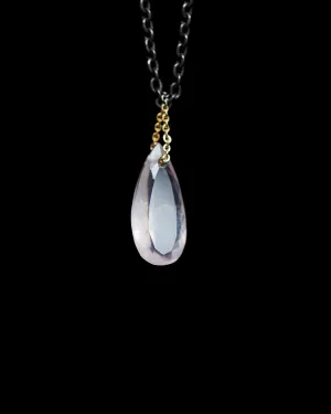 Tear Drop Rose Quartz Love Energy Long Chain Necklace