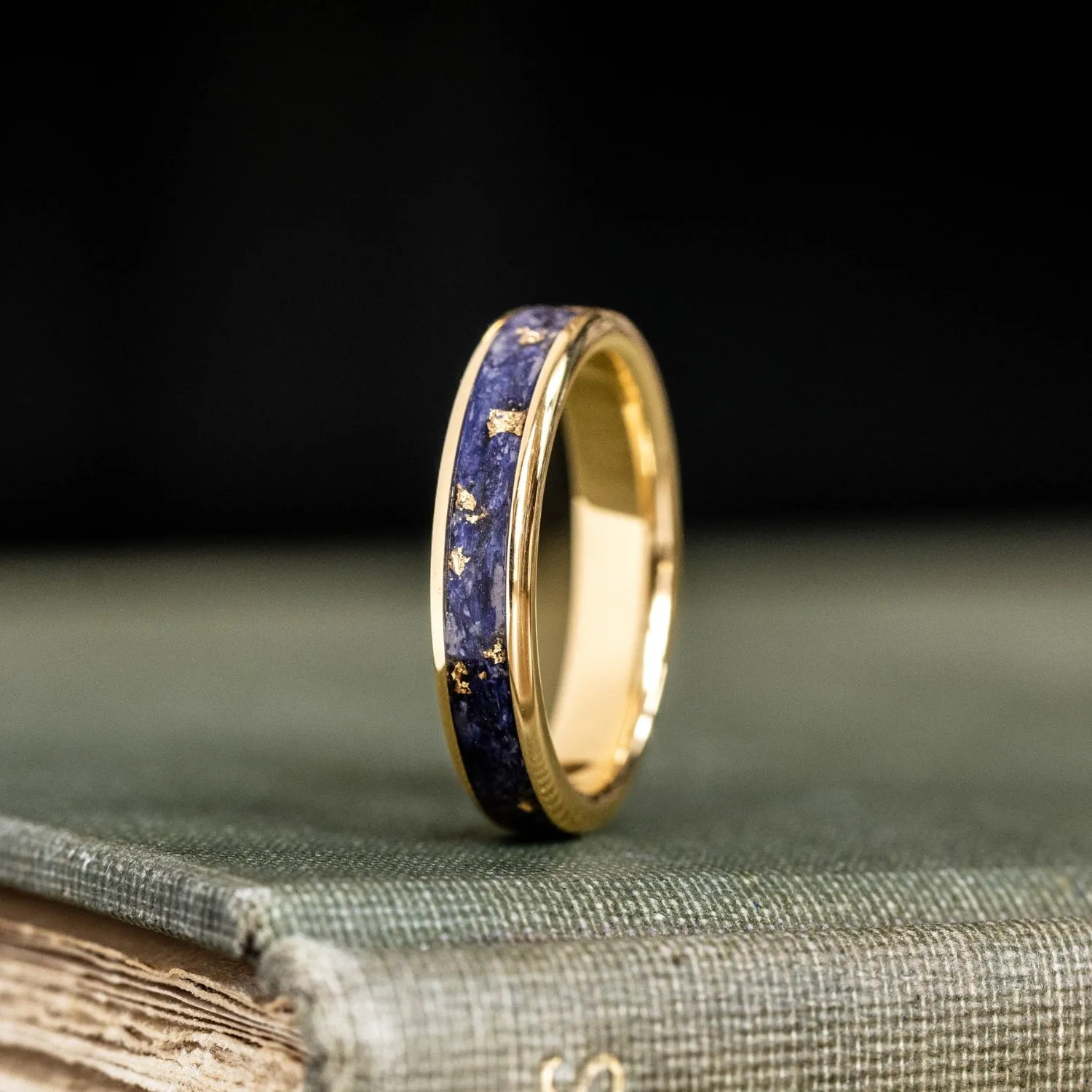 The Pharaoh & Starry Night - His and Hers Blue and Gold Wedding Ring Set