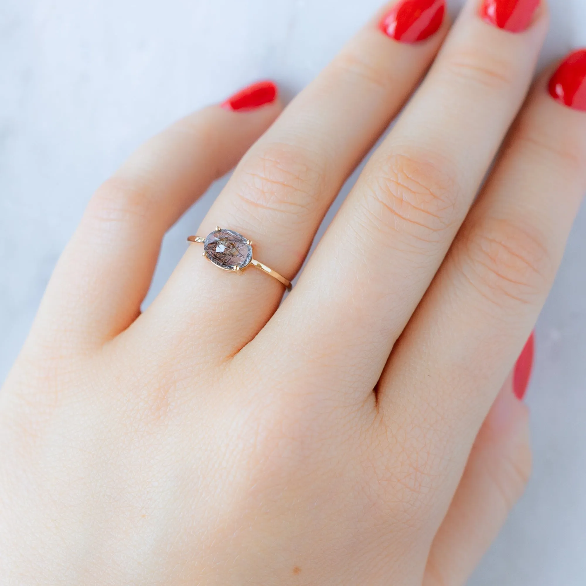 The Tourmaline in Quartz Ring | 10K Rose Gold